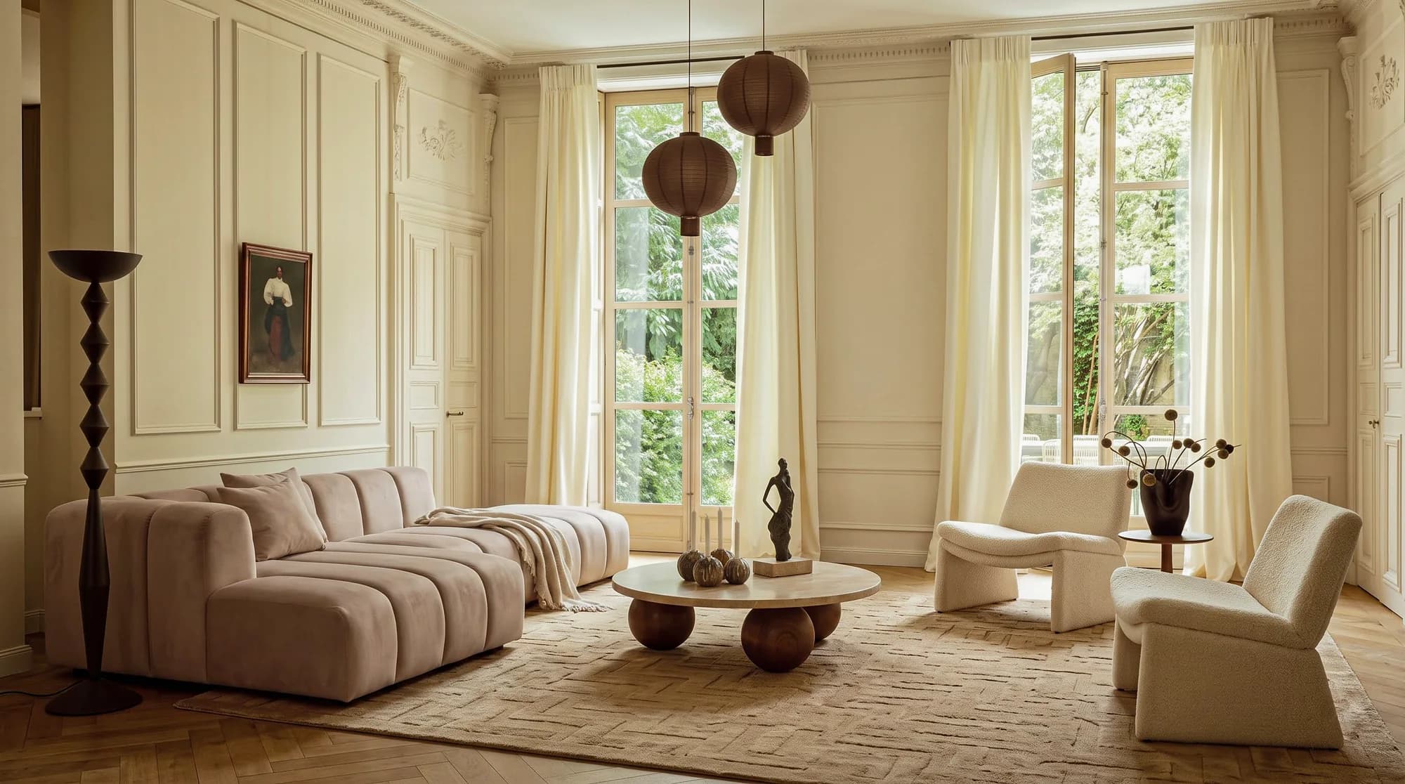 Cream L-shaped modular sofa — 2