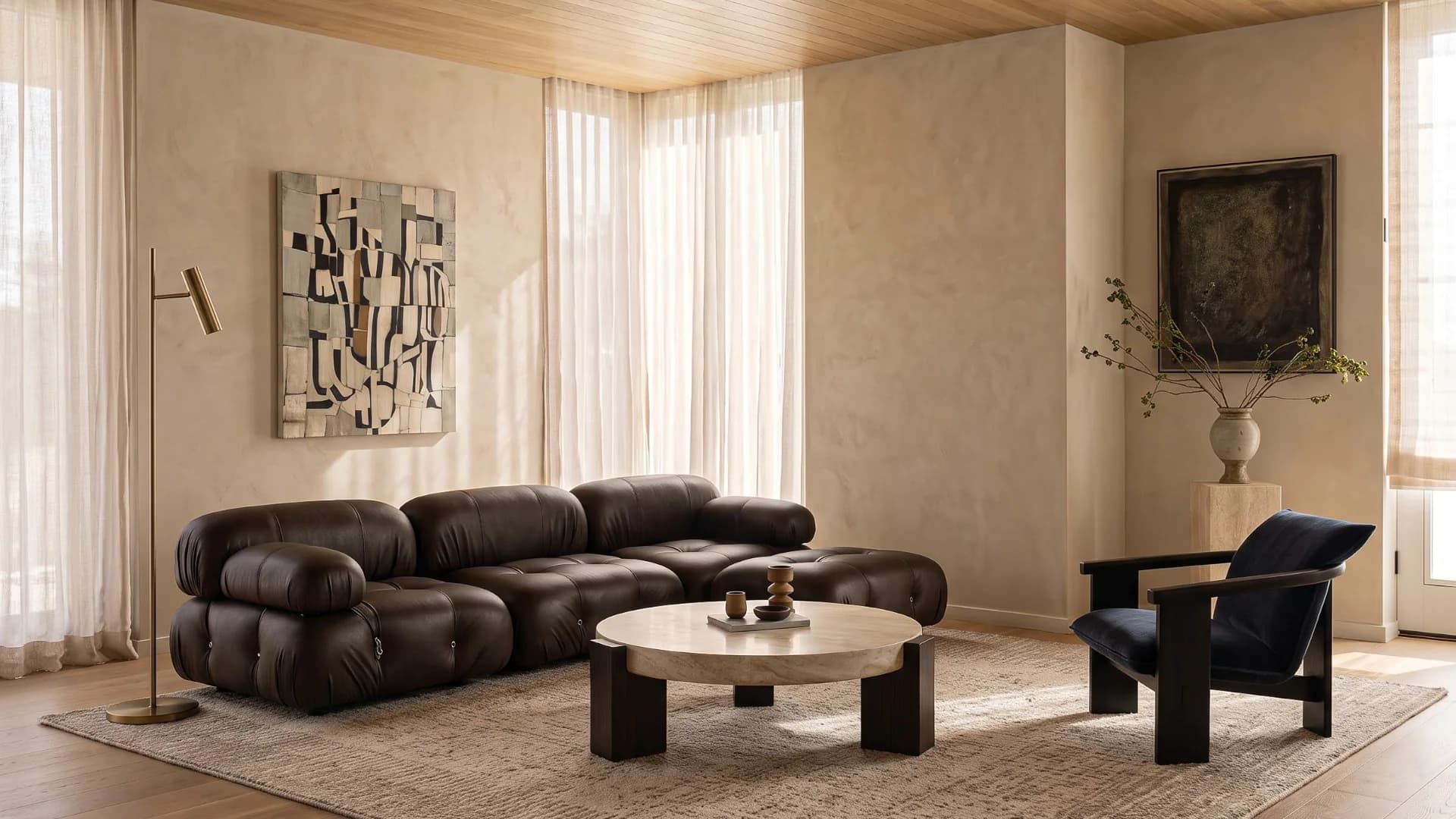 Dark brown modular sofa — 2